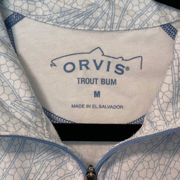 Orvis Women’s Trout Bum Quarter-Zip Pullover Medium Blue Patterned - Picture 4 of 7
